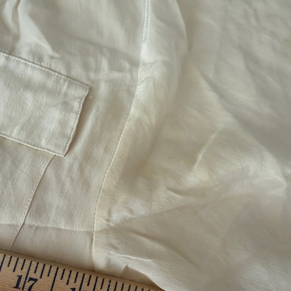 Balenciaga Vinyage Silk Short Sleeve Button Down cream top - Picture 7 of 9